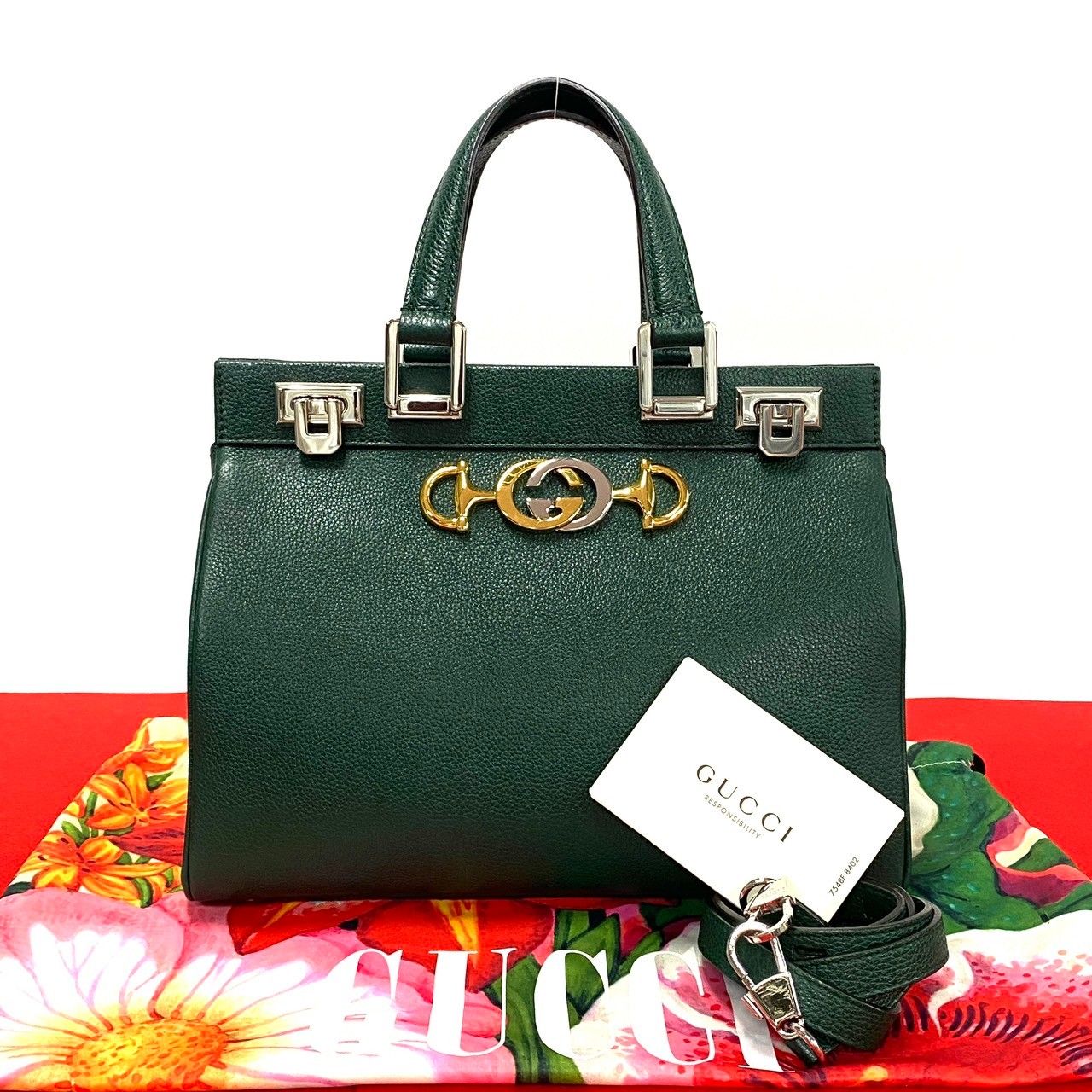 ほぼ未使用 袋付 GUCCI グッチ ズゥミ スモール トップハンドルバッグ 