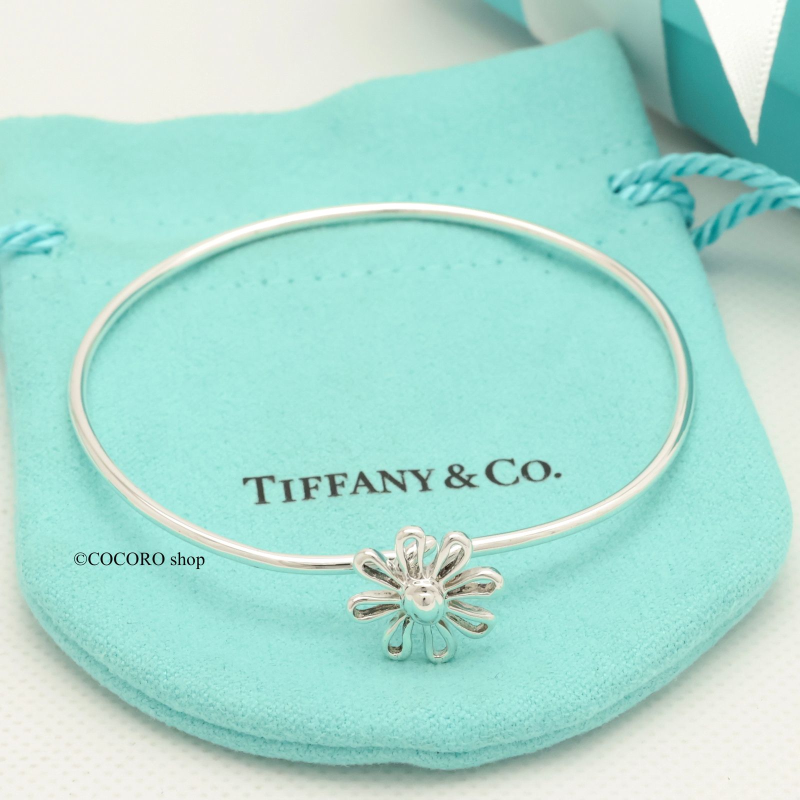 【美品】ティファニー TIFFANY&Co. デイジー フラワー バングル ブレスレット AG925