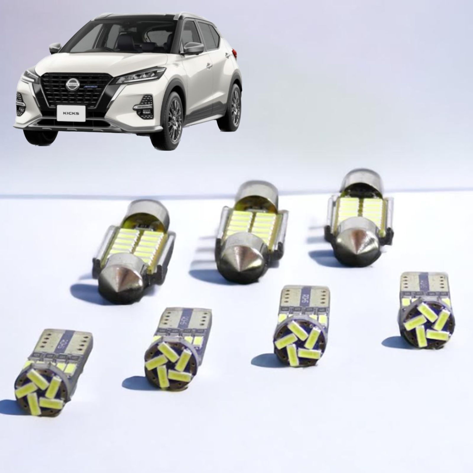 NISSAN キックス KICKS 【室内灯 + ナンバー灯】 キックス KICKS LED 6点セット 型式：P15 【簡単取付】無極性 6000K ゴースト灯防止 室内灯 パーツ カー用品 カスタム 各グレード対応 KICKS