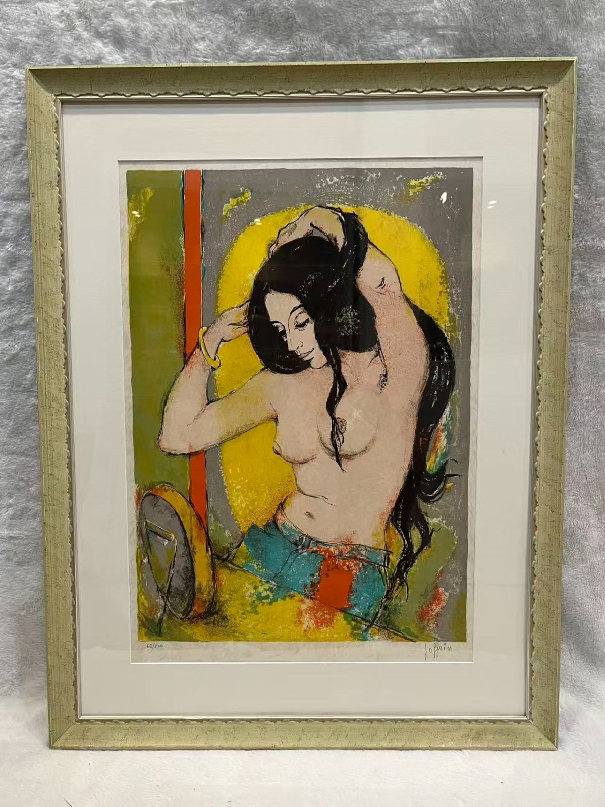 化粧 女性 Joffrin ギリー ジョフラン 63|200 版画 額装 現代美術 リトグラフ 人物画 5枚の絵付き 本紙サイズ約50.5×39cm