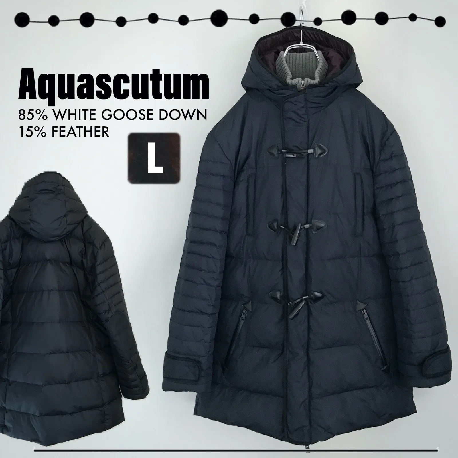 Aquascutum アクアスキュータム☆ホワイトグース85%☆ダッフルコート