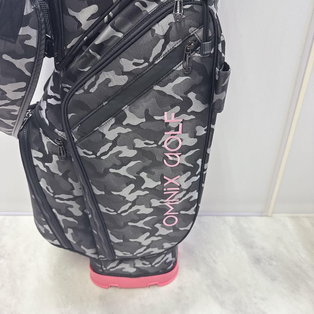 新品未使用 オムニックス スタンドバッグ カモ/ピンク 8.5型 迷彩柄