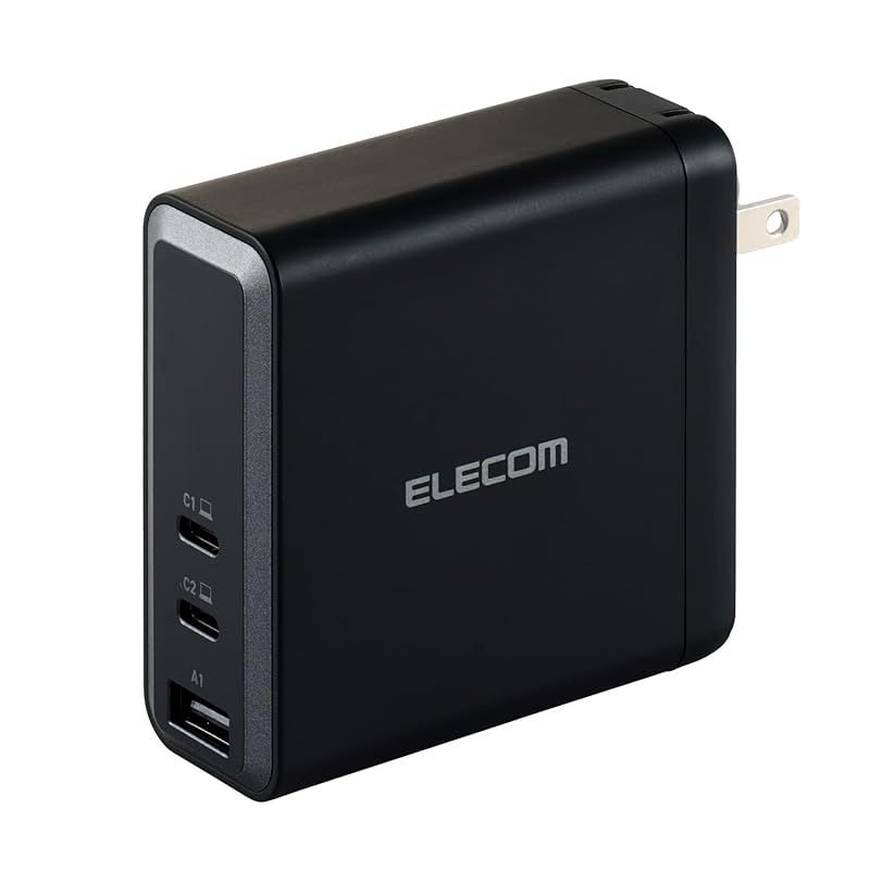 エレコム 充電器 USB PD対応 140W USB-C×2 USB-A×1 PPS対応 PSE技術基準適合 Macbook Pro 16インチ iPad iPhone 16 等対応 ブラック EC-AC96140BK 0