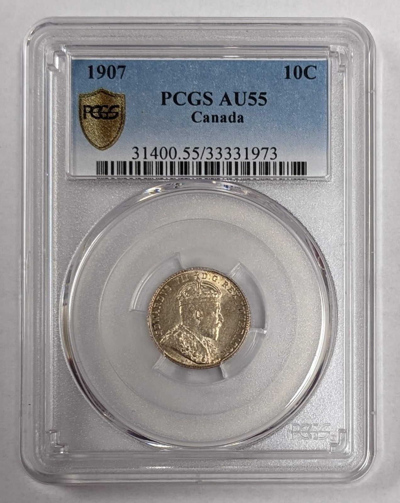 1907 Canada 10c PCGS AU 55