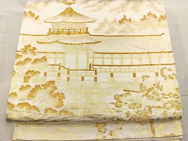平和屋着物◎六通柄袋帯 風景文 金糸 正絹 逸品 BAAR4875ct - メルカリ