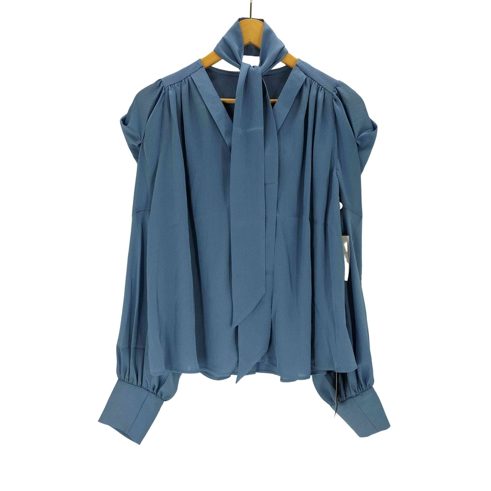 【新品未使用】anuans/フォルムスリーブタイブラウス【タグ付き】 アニュアンス anuans フォルムスリーブタイブラウス （BLUE