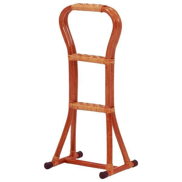 【送料無料】ラタン(籐)楽々手すりステッキ兼用チェア*茶*96135 送料無料オビタス 籐ラタン 立ち上がり杖 つかまり立ちステッキ 3