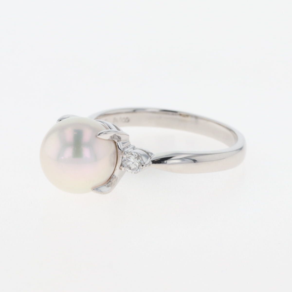 Pt900 プラチナ リング 真珠 パール9.0mm ダイヤモンド0.38ct