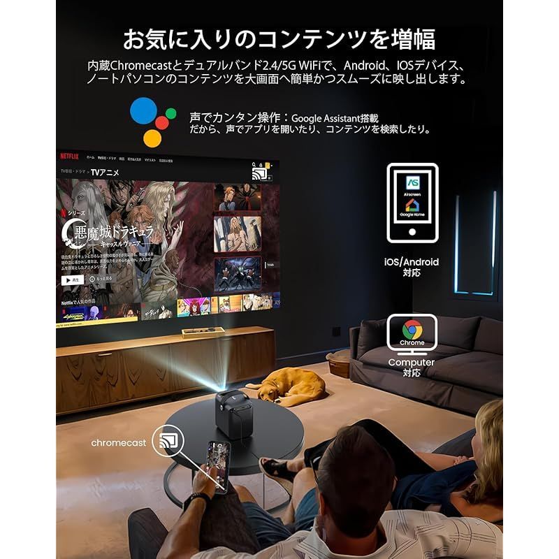 ETOE プロジェクター小型 Android TV 10.0 Netflix搭載 1080p フルHD 台形補正  【家庭用/天井投影/ズーム機能/Bluetooth 5.1/ 2.4&5G Wi-Fi/天井吊り可能/リモコン付き 日本語取扱説明書 / 1 -  メルカリ