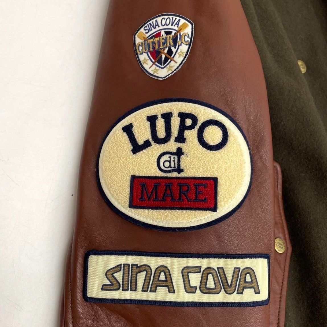 SINA COVA シナコバ 袖レザー ワッペン スタジャン ブルゾン メンズ 秋