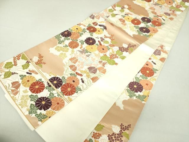 西陣 河合美術織物謹製 六通柄袋帯 唐織 秋草文 金糸 逸品 証紙付き