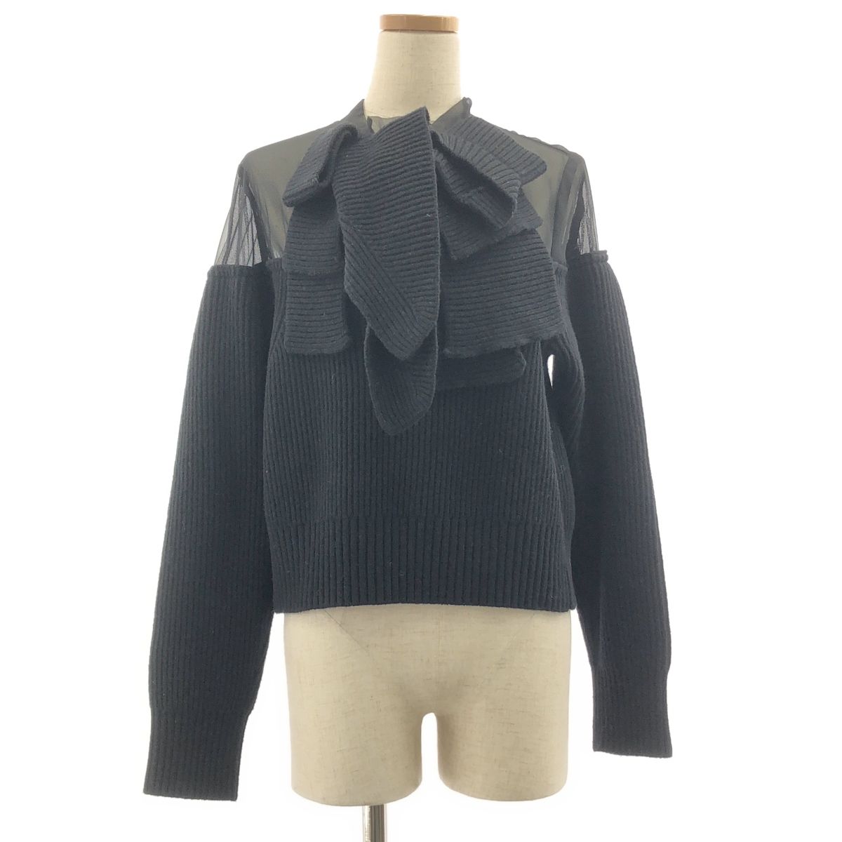 sacai | サカイ | 2025AW | シアー切替 リブ ニット | 1 | ブラック | レディース