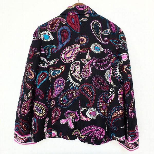 anc レオナール LEONARD ジャケット 11AR 黒 マルチ ペイズリー柄