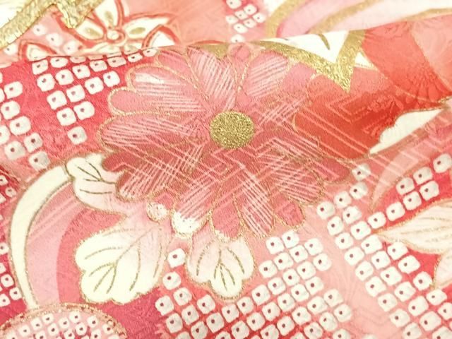 平和屋着物□豪華振袖 駒刺繍 草花文 金彩 正絹 逸品 CAAU6698xe