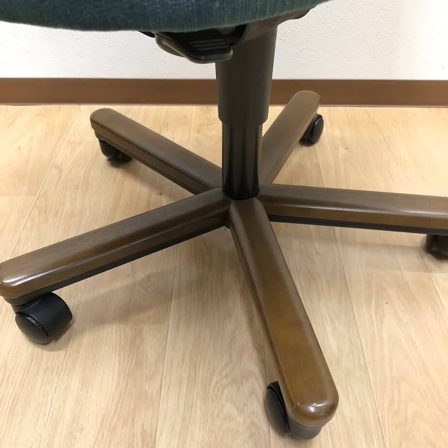ss7928 カリモク デスクチェア ブラウン×グリーン Karimoku 回転椅子 キャスター付 昇降式 ワークチェア オフィスチェア アームチェア 木製×ファブリック レトロ カリモク MARWIL-DEMENAGEMENTS_CH