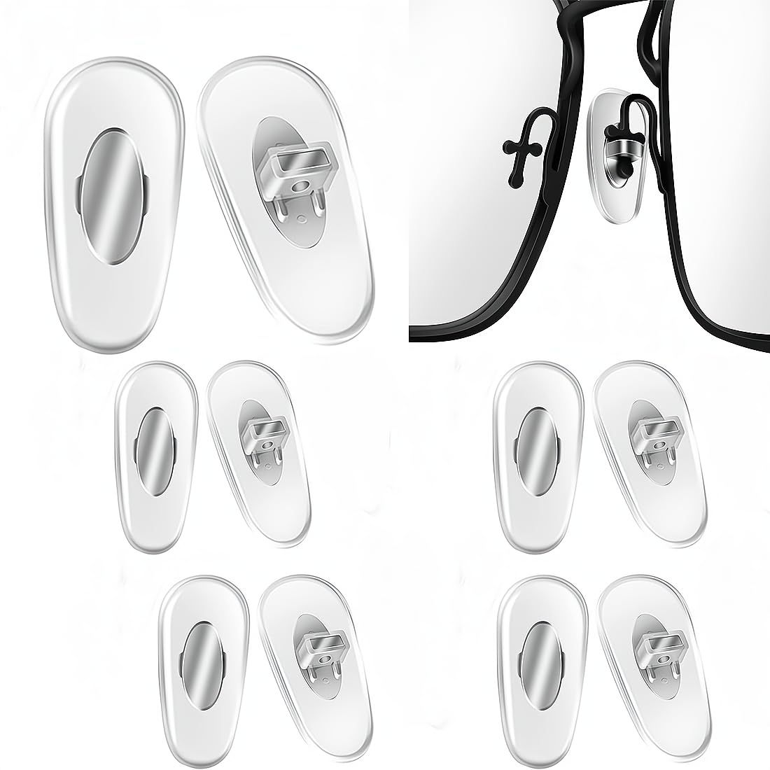 サングラスノーズパッド、交換用メガネノーズピース5組 RayBan RB3549、RB4071、RB6336、RB7140、RB8415など眼鏡、サングラスフレーム(シルバー)に適合 