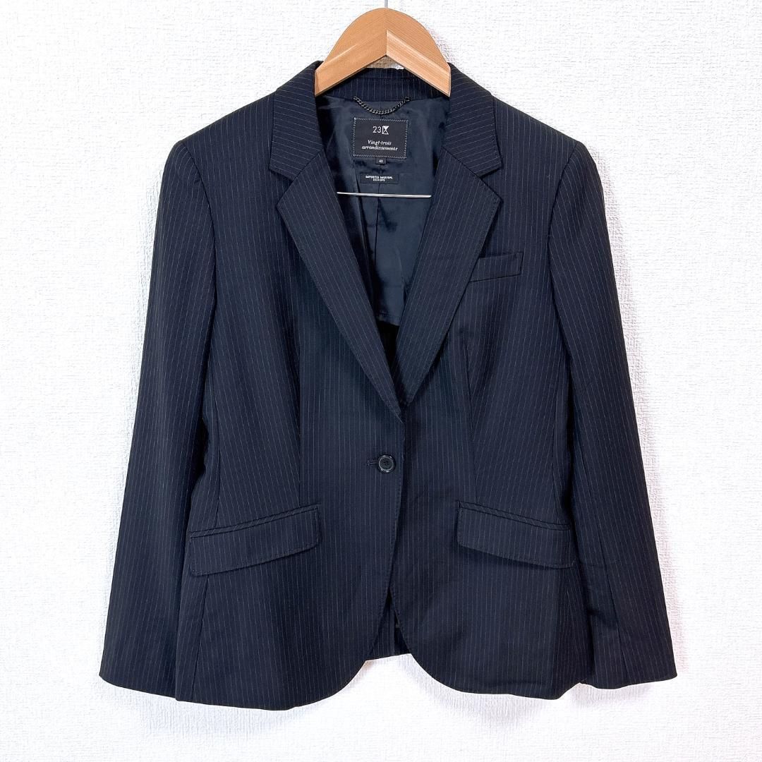 23区 パンツスーツセットアップ ワンボタン 40 ストライプ