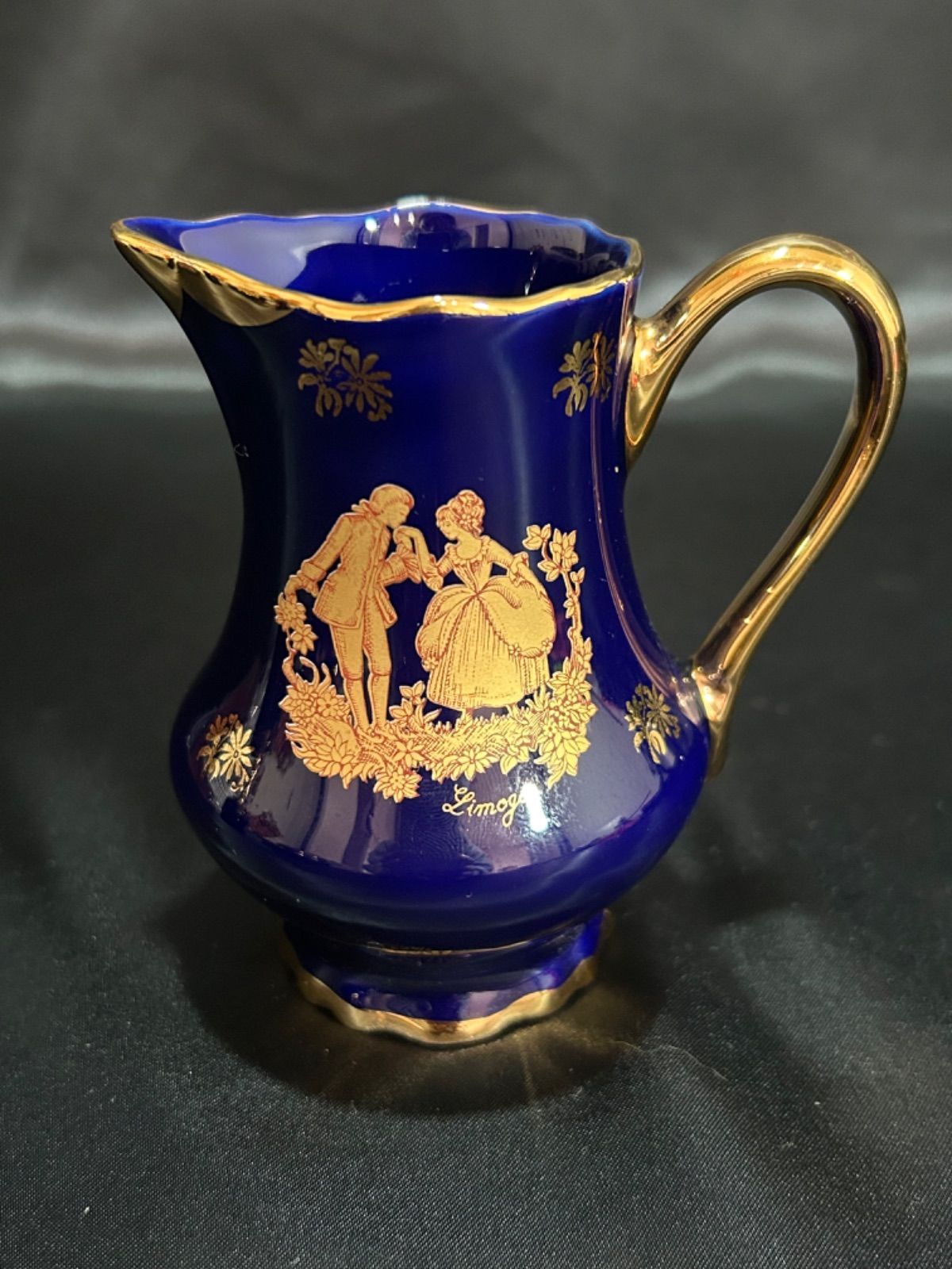 Imperia Limoges インペリアル リモージュ フランス PORCELAIN 22K GOLD クリーマー 金彩 コバルトブルー 貴族絵  Ad(営)8 - メルカリ