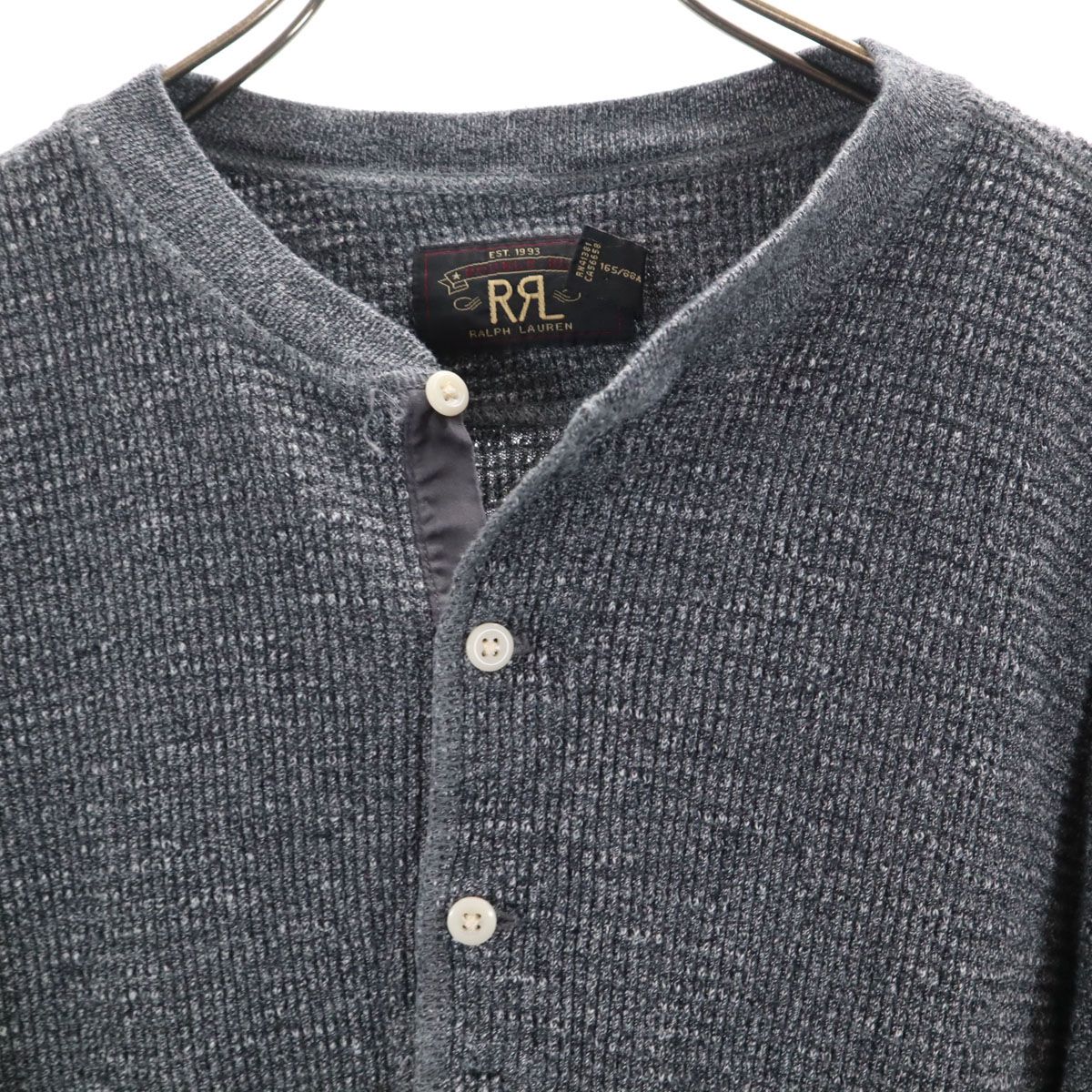RRL ラルフローレン ヘンリーネック　ニット　ヴィンテージ ダブルアールエル RRL 長袖 ヘンリーネック ワッフル ニット XS