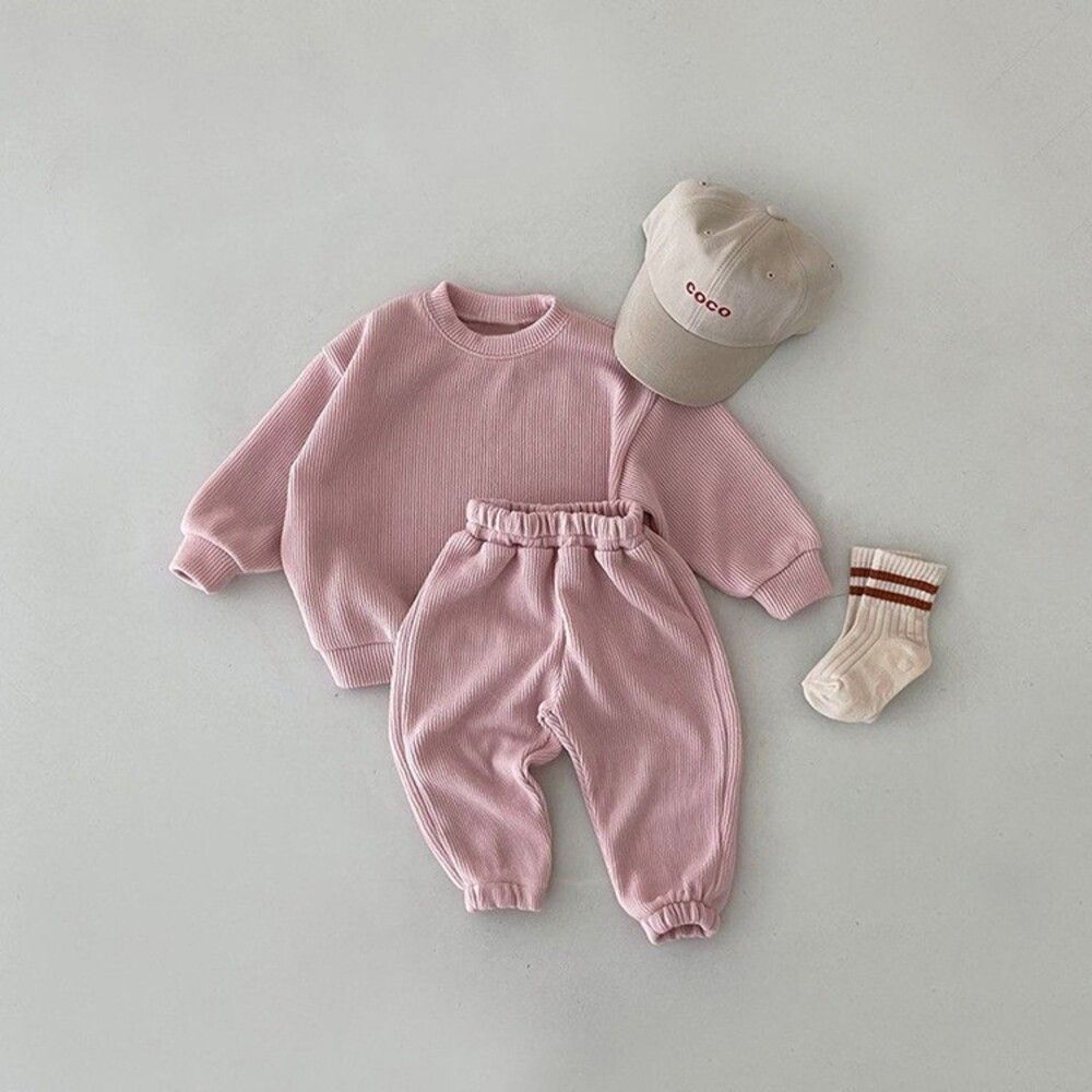 ピンク  90cm  セットアップ ベビー セットアップ 上下セット 長袖 無地 パジャマ ベビー服 赤ちゃん 服 子供服 子ども服 こども服 男の子 女の子 秋冬 春秋 おしゃれ かわいい オシャレ 可愛い