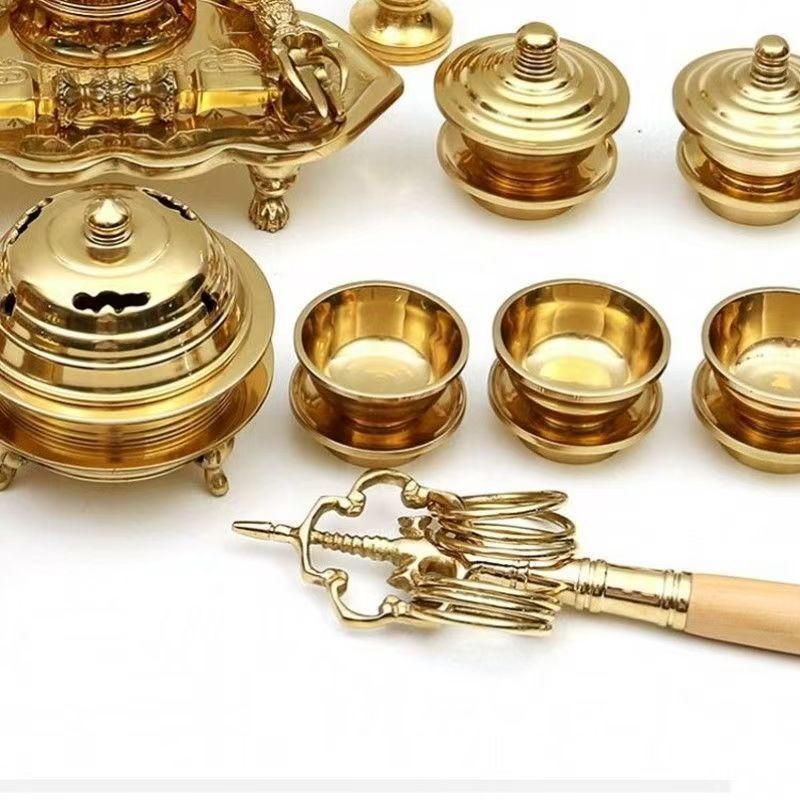 ?上品◆密教法具前具◆金??|金??五?杵三?杵独?杵火舎香炉一面器六器一?仏器一対?瓶洒水器?香器全20?