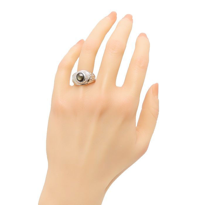 ブラックスターサファイア 2.00ct Pt900 リング ダイヤモンド 0.01ct 