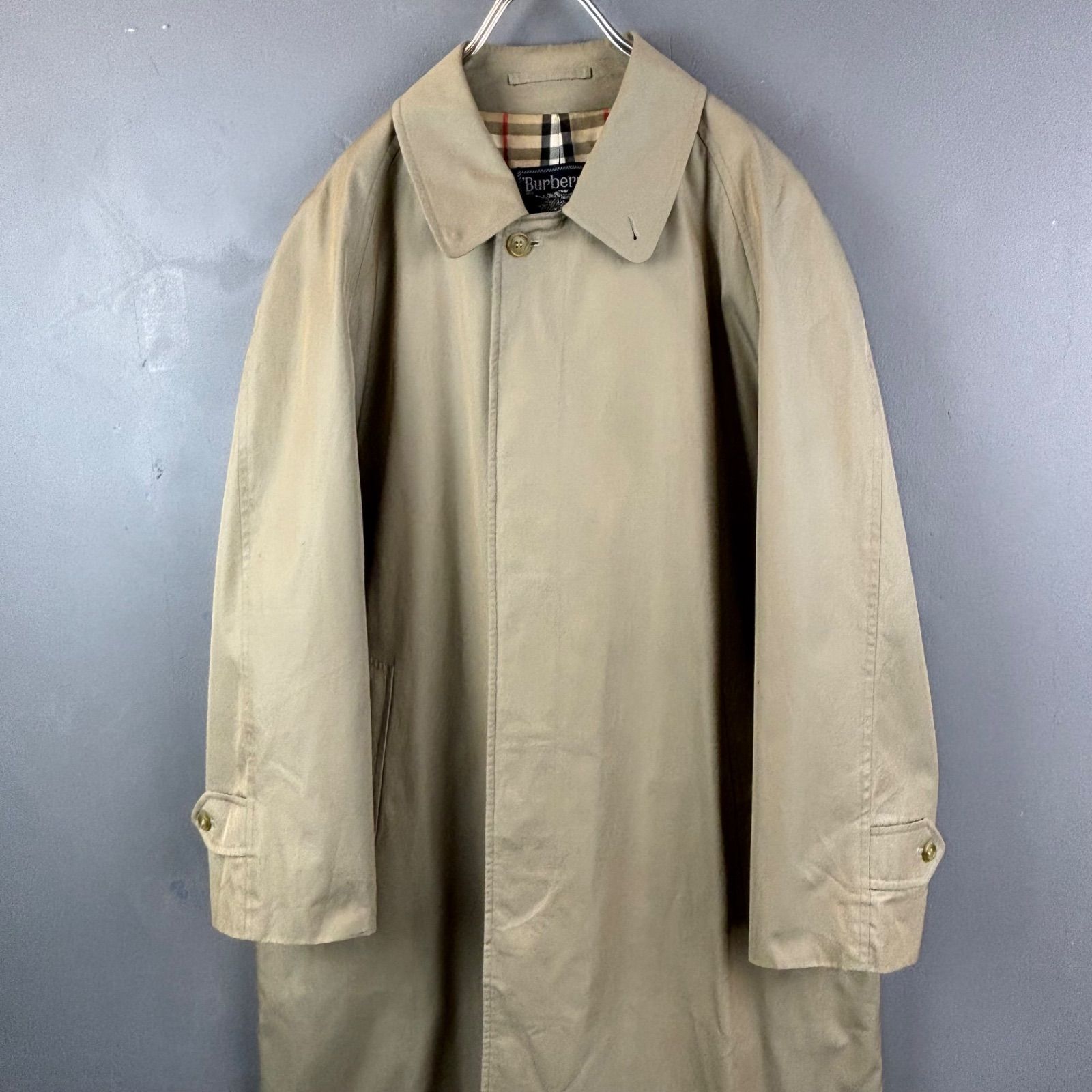 old vintages Burberrys' Burberry Soutien Collar Coat オールド バーバリー ヴィンテージ ステンカラーコート スプリングコート ベージュ 内側ノバチェック柄 96 180