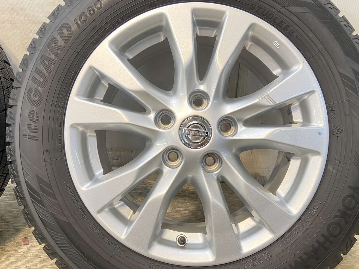 格安 215 60R16 ヨコハマ アイスガード iG60 日産純正 16x7.0 50 114.3-5穴 タイヤ スタッドレスタイヤ ホイールセット 4本セット w16251007905 通勤着