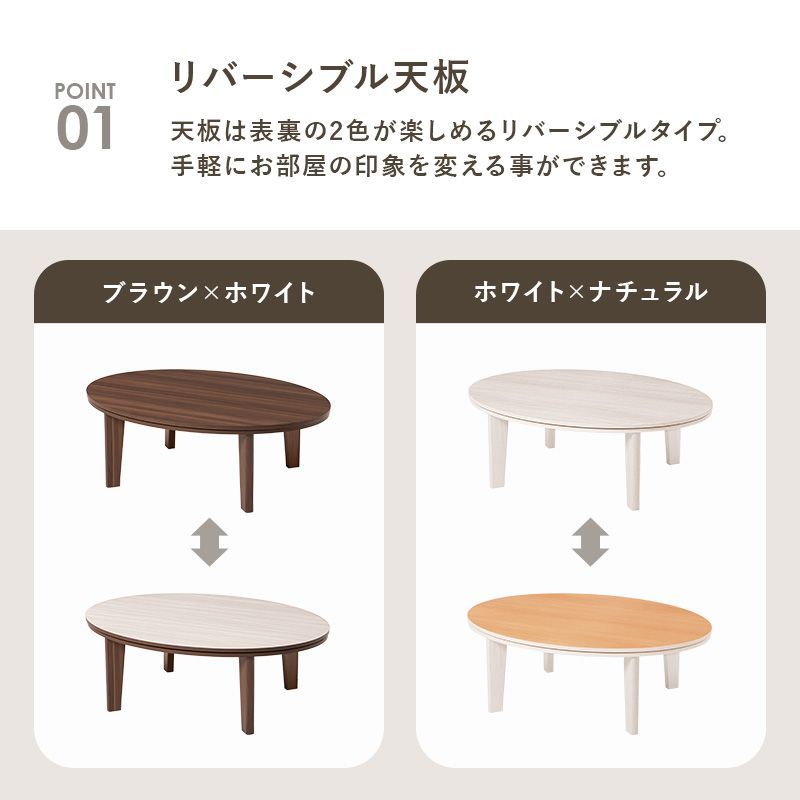 2点セット 楕円こたつ