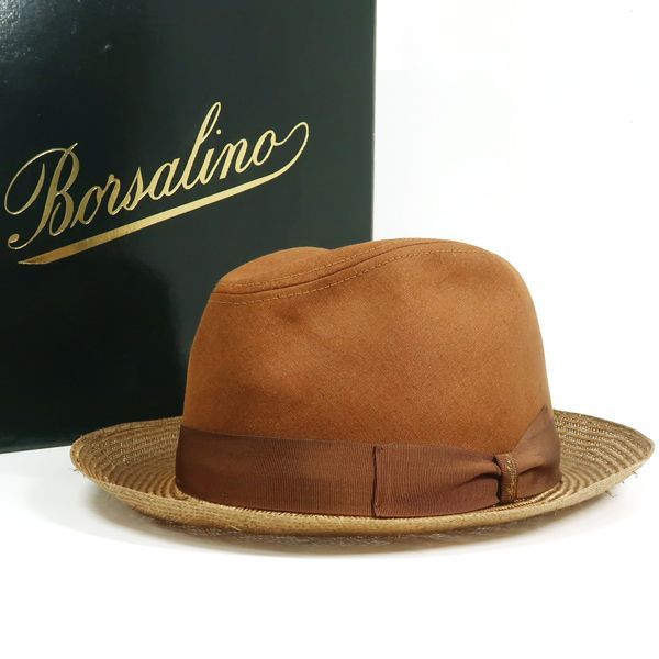 Borsalino パナマハット 7146 麻×天然草 LINO×PAGLIA #59 ブラウン ...