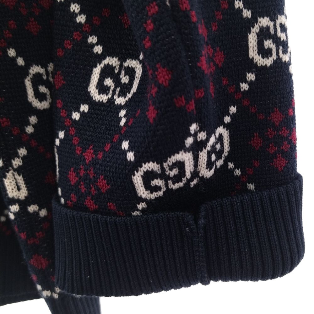 GUCCI (グッチ) GG Logo Cardigan 553602 XKAHC GG総柄 ウール Vネック