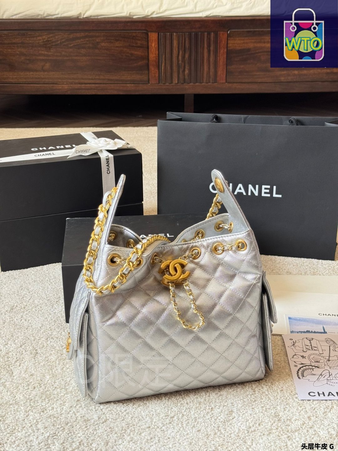 25Ｓシルバー♪【CHANEL】シャネルホーボー バッグ Hobo handbag, Metallic calfskin & silver-tone metal, silvery