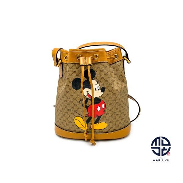 GUCCI DISNEY グッチ＆ディズニー MICKEY ミッキーマウス コラボ GG柄 巾着型 バケツ型 ショルダーバック 602691