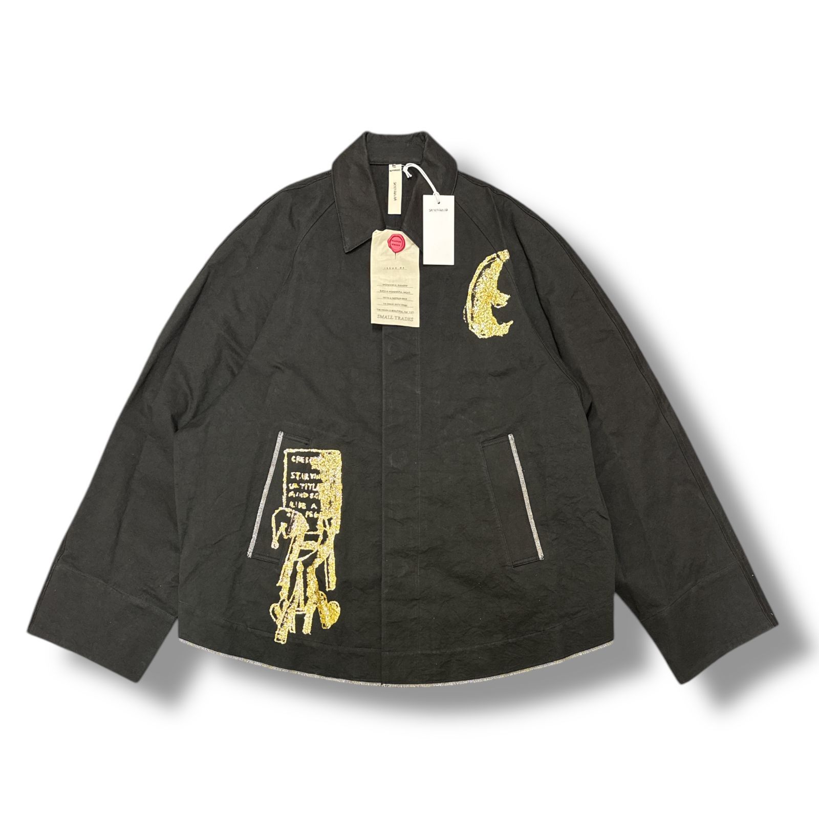 参考上代75900円 ♥品 SHINYAKOZUKA 24SS MAC AS CANVAS ショートマックコート ステンカラーコート シンヤコヅカ シンヤコズカ 2401SK03 ブラック×ゴールド