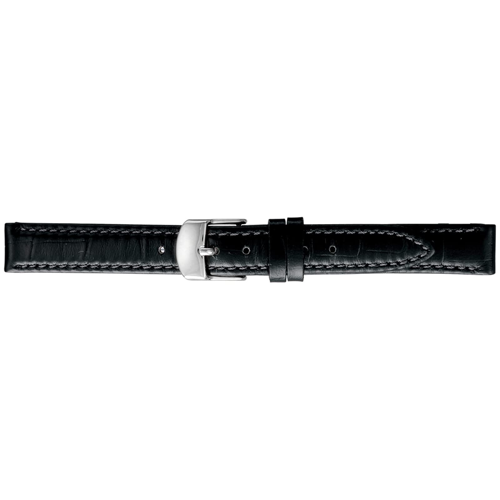 BAMBI(バンビ) 時計 バンド 牛革型押し スコッチガードレザー使用 強力撥水 22mm ブラック 美錠 シルバー BKMB053AU [ブラック / 美錠 シルバー] [22mm]