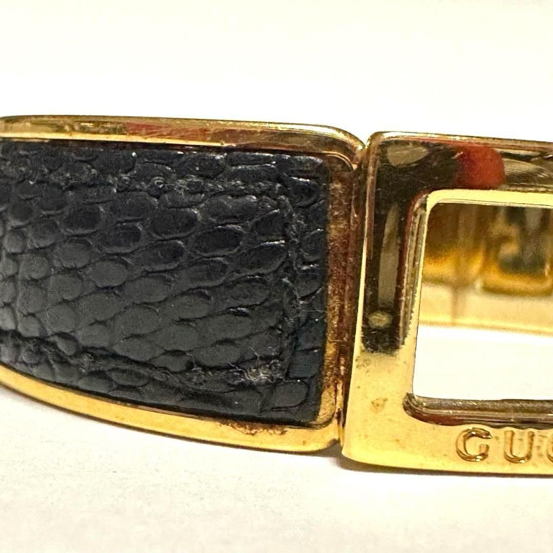 グッチ GUCCI リザード バングル ブレスレット Gロゴ ゴールド レザー
