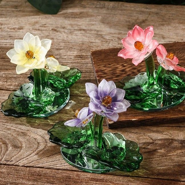 クリスタル 水晶 花 フラワー 置物 オブジェ 装飾 可愛い お洒落