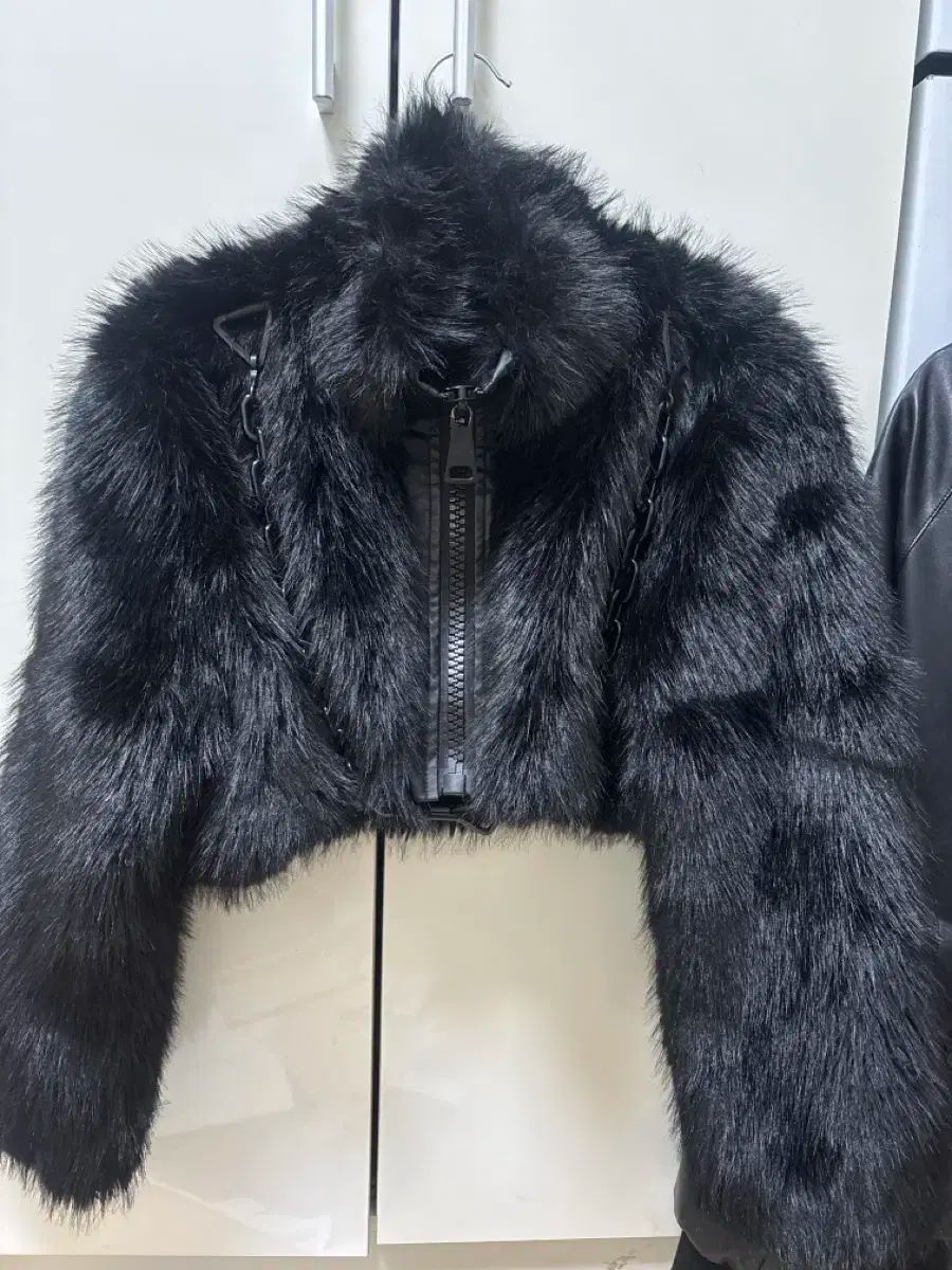 ロックショップ パンクレイヴ ゴシック パンク ファー クロップド ジャケット