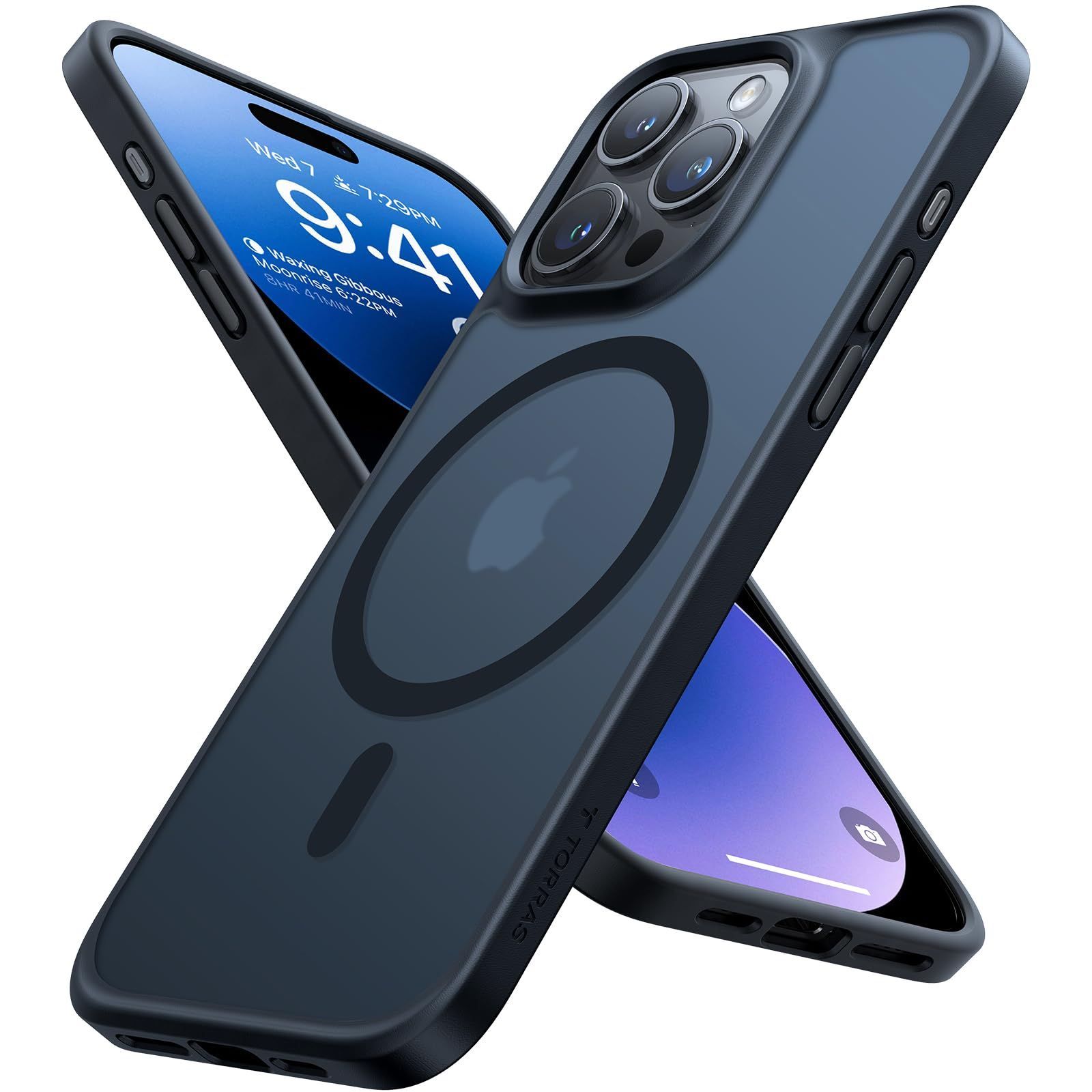 【在庫処分】iPhone 15 pro 用 【米軍2024・Magsafe対応】TORRAS ケース 半透明 マグネット搭載 耐衝撃 マット感 黄ばみなし ストラップホール付き ワイアレス充電対応 Guardian-Mag ブラック