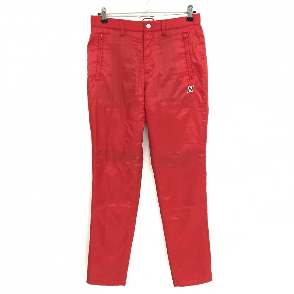 中古⭐︎美品⭐︎ニューバランス　ゴルフ　メンズ中綿パンツ ニューバランスゴルフ 中綿パンツ レッド 地模様 ロゴ刺しゅう メンズ