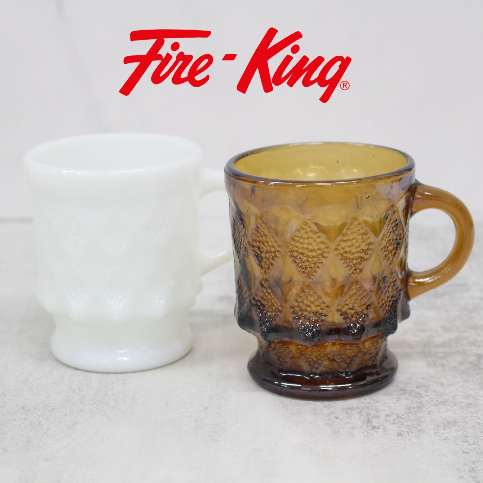 S510)Fire-King キンバリー アンバー ホワイト 2点セット マグ - メルカリ