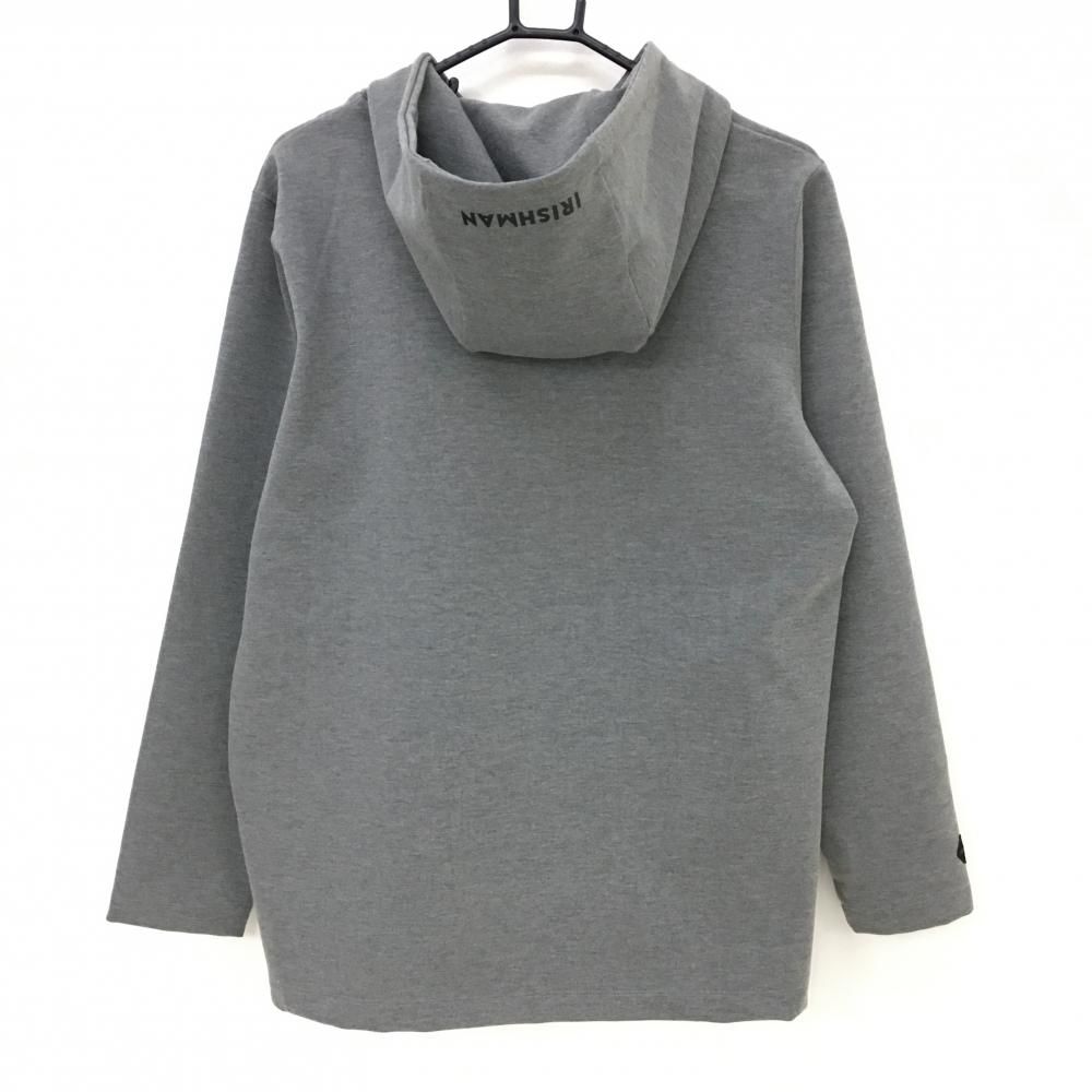 美品】アイリッシュマン ジップパーカー グレー ロゴプリント 裏起毛