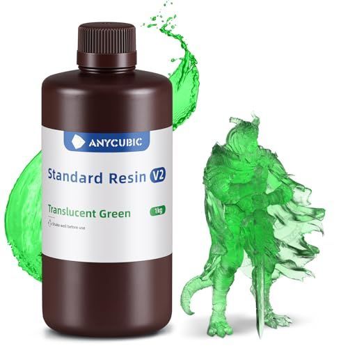 1KG_透明緑 ANYCUBIC 3Dプリンター レジン V2 高強度 高靭性 低臭気 光造形3Dプリンターに幅広い互換性 Photon Mono適用UVレジン(透明緑 1000g)