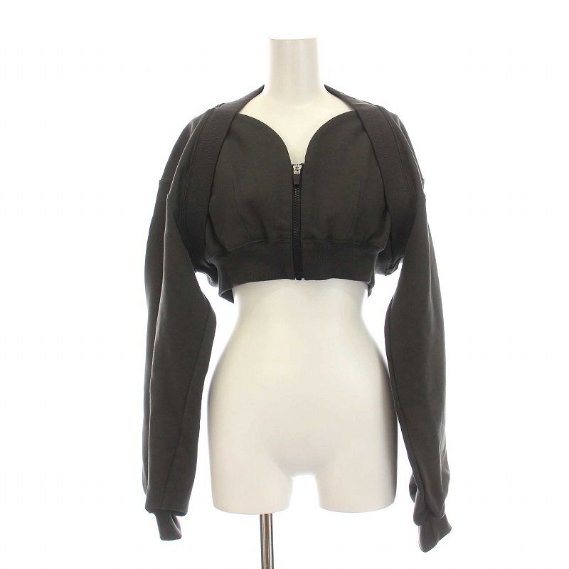 トップス KISHIDAMIKI cropped sweat zip top black KISHIDAMIKI cropped sweat zip top black