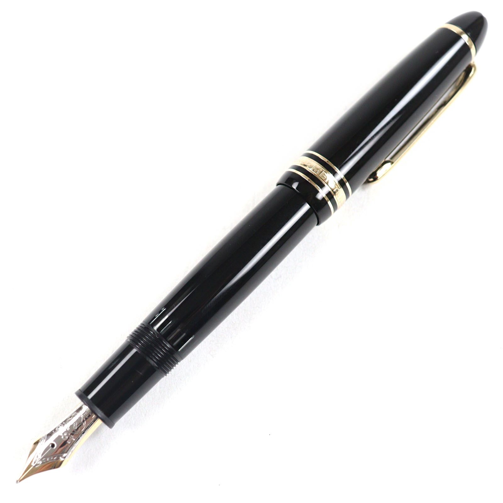 ○MONTBLANC モンブラン マイスターシュテュック 146 14K Fニブ ロゴ刻印 ホワイトスター 吸引式 万年筆 ブラック ゴールド ドイツ製