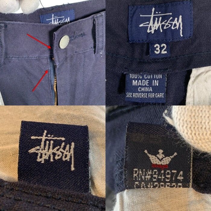 90's STUSSY ステューシー キャンバスコットン トラウザーパンツ