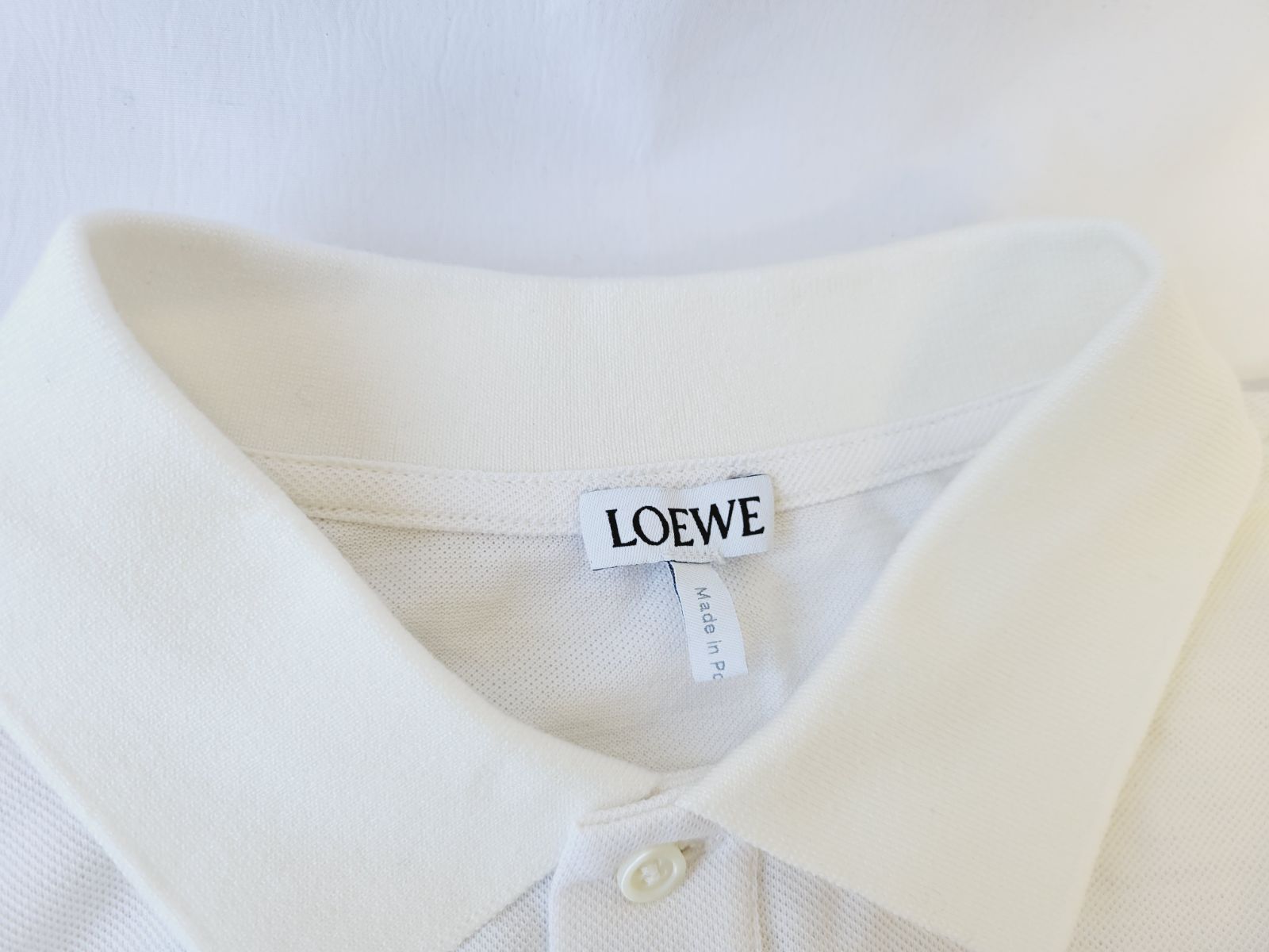 LOEWE クロップドポロシャツ M ホワイト　ロエベ LOEWE ロエベ レディース シルクアンドコットンクロップド