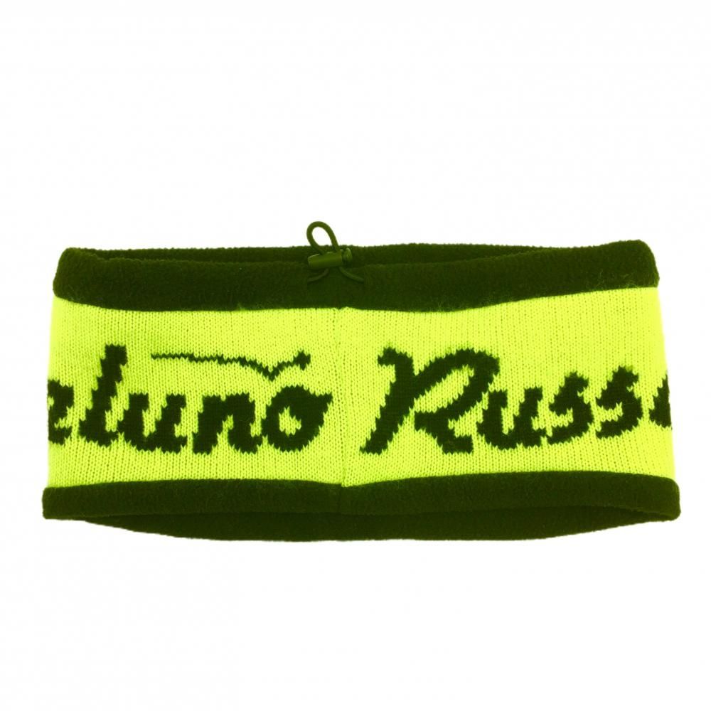 ☆SALE価格☆ラッセルノ ネックウォーマー 蛍光イエロー×黒 ロゴ 内側