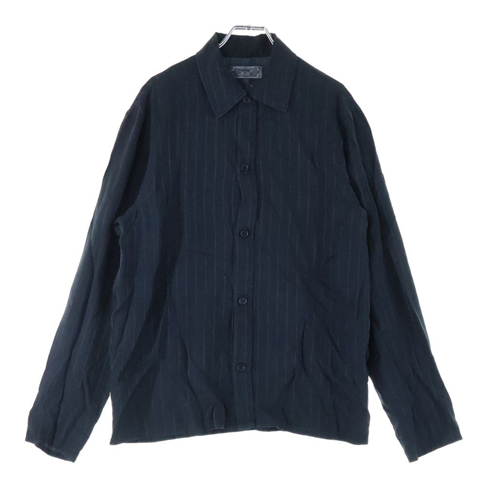 KITH キス 25SS Crest Logo Boxy Collared Overshirt クレスト ロゴ ボックス カラー オーバーシャツ シルク混長袖シャツ ブラック