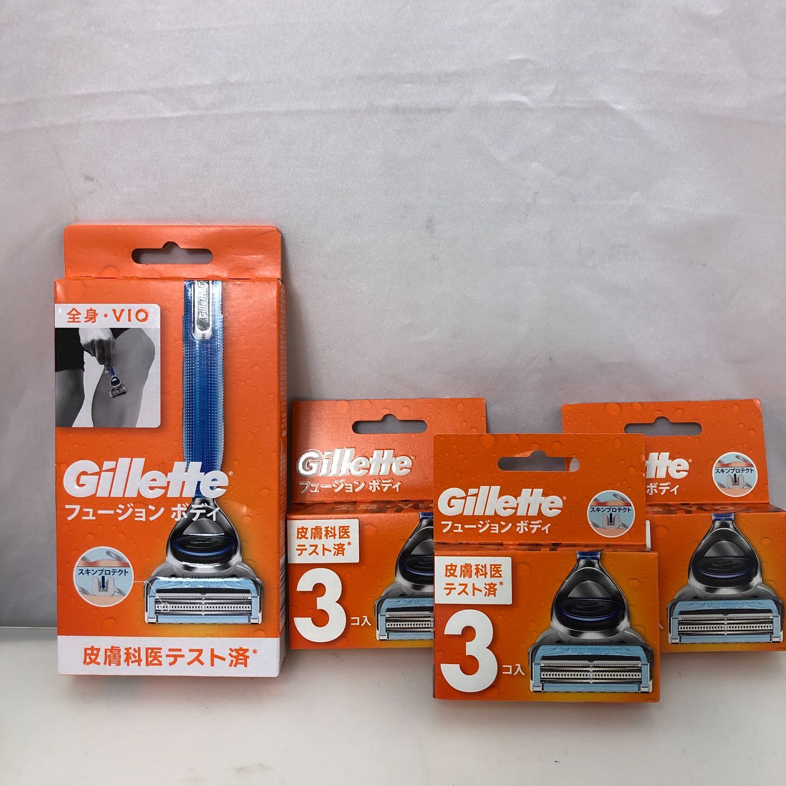 新品】Gillette ジレット フュージョンボディ本体＋替刃3箱